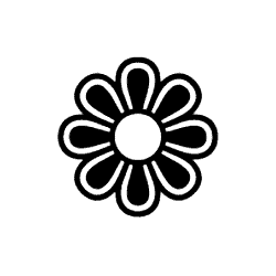 Eight Petalled Outlined Black Florette PNG Image