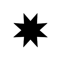 Heavy Eight Pointed Rectilinear Black Star PNG Image